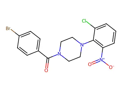 (4-Bromophenyl)-[4-(2-chloro-6-nitrophenyl)piperazin-1-yl]methanone structure