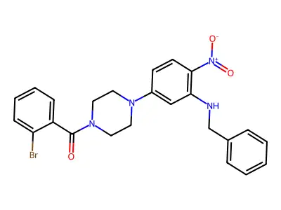 [4-[3-(Benzylamino)-4-nitrophenyl]piperazin-1-yl]-(2-bromophenyl)methanone structure