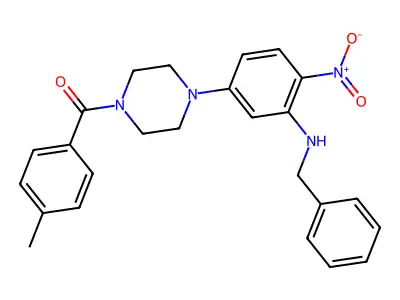 [4-[3-(Benzylamino)-4-nitrophenyl]piperazin-1-yl]-(4-methylphenyl)methanone structure
