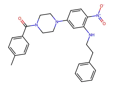 4-Methylphenyl 4-{4-nitro-3-[(2-phenylethyl)amino]phenyl}piperazinyl ketone structure