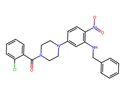 [4-[3-(Benzylamino)-4-nitrophenyl]piperazin-1-yl]-(2-chlorophenyl)methanone structure