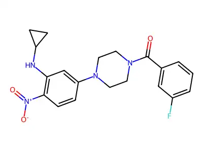 [4-[3-(Cyclopropylamino)-4-nitrophenyl]piperazin-1-yl]-(3-fluorophenyl)methanone structure