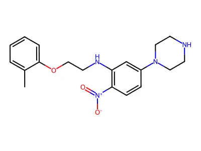N-[2-(2-methylphenoxy)ethyl]-2-nitro-5-piperazin-1-ylaniline structure