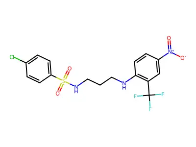 4-chloro-N-[3-[4-nitro-2-(trifluoromethyl)anilino]propyl]benzenesulfonamide structure