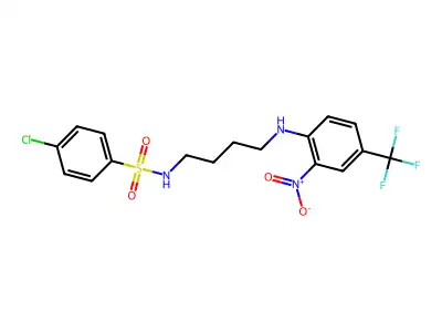 4-chloro-N-[4-[2-nitro-4-(trifluoromethyl)anilino]butyl]benzenesulfonamide structure