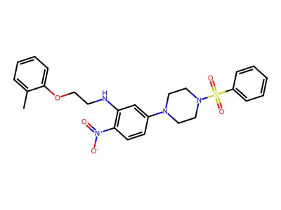 5-[4-(benzenesulfonyl)piperazin-1-yl]-N-[2-(2-methylphenoxy)ethyl]-2-nitroaniline structure
