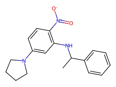 2-nitro-N-(1-phenylethyl)-5-pyrrolidin-1-ylaniline structure