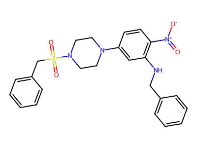 N-benzyl-5-(4-benzylsulfonylpiperazin-1-yl)-2-nitroaniline structure