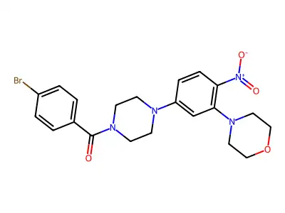 (4-Bromophenyl)-[4-(3-morpholin-4-yl-4-nitrophenyl)piperazin-1-yl]methanone structure