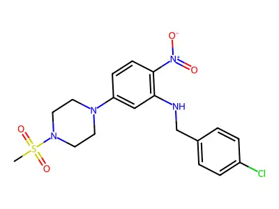 N-[(4-chlorophenyl)methyl]-5-(4-methylsulfonylpiperazin-1-yl)-2-nitroaniline structure