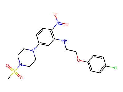 N-[2-(4-chlorophenoxy)ethyl]-5-(4-methylsulfonylpiperazin-1-yl)-2-nitroaniline structure