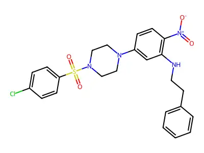 1-[(4-chlorophenyl)sulfonyl]-4-{4-nitro-3-[(2-phenylethyl)amino]phenyl}piperazine structure