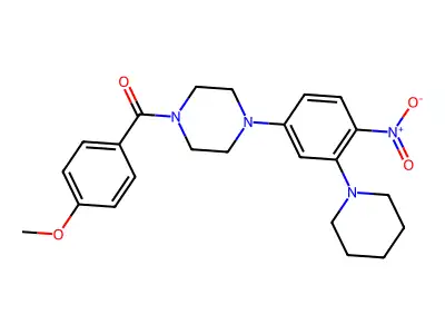 (4-Methoxyphenyl)-[4-(4-nitro-3-piperidin-1-ylphenyl)piperazin-1-yl]methanone structure
