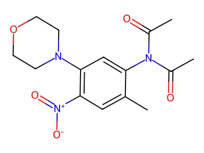 N-acetyl-N-(2-methyl-5-morpholin-4-yl-4-nitrophenyl)acetamide structure