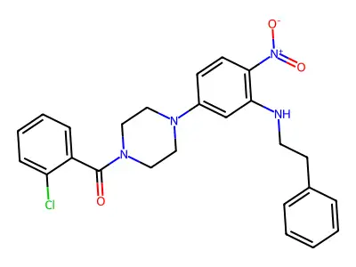 1-(2-Chlorobenzoyl)-4-{4-nitro-3-[(2-phenylethyl)amino]phenyl}piperazine structure
