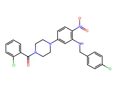 (2-chlorophenyl)-[4-[3-[(4-chlorophenyl)methylamino]-4-nitrophenyl]piperazin-1-yl]methanone structure