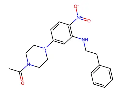 1-Acetyl-4-{4-nitro-3-[(2-phenylethyl)amino]phenyl}piperazine structure