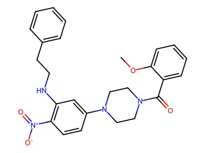 2-Methoxyphenyl 4-{4-nitro-3-[(2-phenylethyl)amino]phenyl}piperazinyl ketone structure