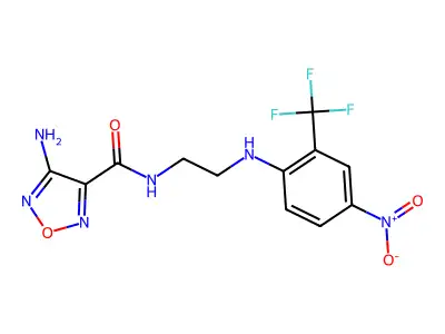 4-amino-N-(2-{[4-nitro-2-(trifluoromethyl)phenyl]amino}ethyl)-1,2,5-oxadiazole-3-carboxamide structure