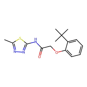 2-(2-tert-butylphenoxy)-N-(5-methyl-1,3,4-thiadiazol-2-yl)acetamide structure