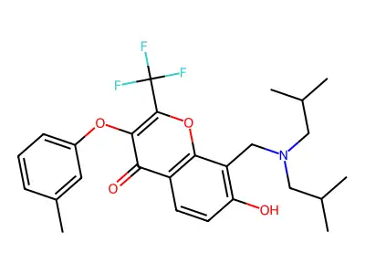 8-[(diisobutylamino)methyl]-7-hydroxy-3-(3-methylphenoxy)-2-(trifluoromethyl)-4H-chromen-4-one structure