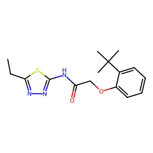 2-(2-tert-butylphenoxy)-N-(5-ethyl-1,3,4-thiadiazol-2-yl)acetamide structure