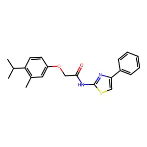 2-(4-isopropyl-3-methylphenoxy)-N-(4-phenyl-1,3-thiazol-2-yl)acetamide structure