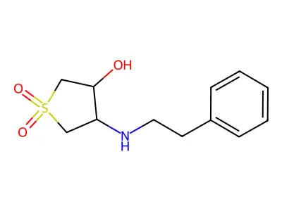 (4-Hydroxy-1,1-dioxothiolan-3-yl)-(2-phenylethyl)azanium structure