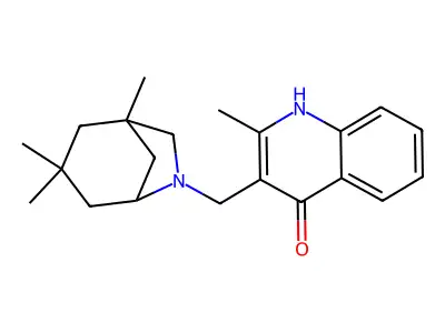 2-Methyl-3-[(1,3,3-trimethyl-6-azabicyclo[3.2.1]oct-6-yl)methyl]-4-quinolinol structure
