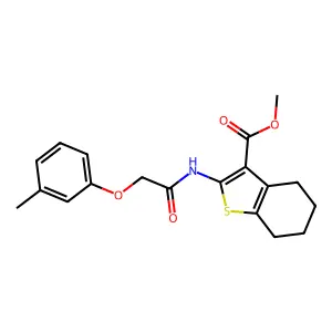 methyl 2-{[(3-methylphenoxy)acetyl]amino}-4,5,6,7-tetrahydro-1-benzothiophene-3-carboxylate structure