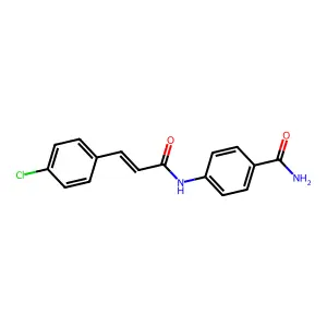 (E)-4-(3-(4-chlorophenyl)acrylamido)benzamide structure