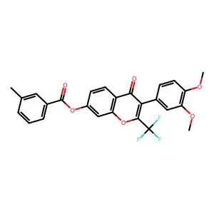 3-(3,4-dimethoxyphenyl)-4-oxo-2-(trifluoromethyl)-4H-chromen-7-yl 3-methylbenzoate structure