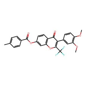3-(3,4-dimethoxyphenyl)-4-oxo-2-(trifluoromethyl)-4H-chromen-7-yl 4-methylbenzoate structure