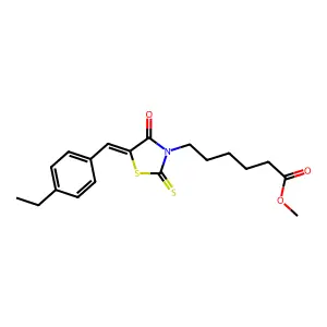 methyl 6-[(5E)-5-(4-ethylbenzylidene)-4-oxo-2-thioxo-1,3-thiazolidin-3-yl]hexanoate structure