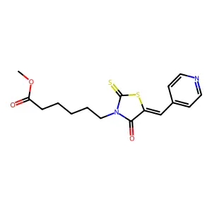 Methyl 6-[4-oxo-5-(4-pyridylmethylene)-2-thioxo-1,3-thiazolidin-3-yl]hexanoate structure