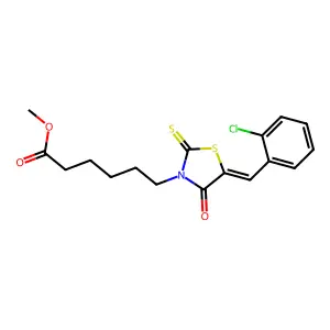 methyl 6-[(5E)-5-(2-chlorobenzylidene)-4-oxo-2-thioxo-1,3-thiazolidin-3-yl]hexanoate structure