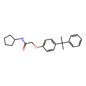 N-cyclopentyl-2-[4-(2-phenylpropan-2-yl)phenoxy]acetamide structure