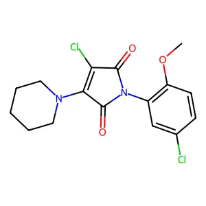 3-chloro-1-(5-chloro-2-methoxyphenyl)-4-(1-piperidinyl)-1H-pyrrole-2,5-dione structure