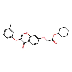 cyclohexyl {[3-(3-methylphenoxy)-4-oxo-4H-chromen-7-yl]oxy}acetate structure