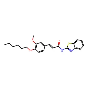 N-(1,3-benzothiazol-2-yl)-3-[4-(hexyloxy)-3-methoxyphenyl]acrylamide structure