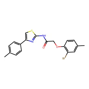 2-(2-bromo-4-methylphenoxy)-N-[4-(4-methylphenyl)-1,3-thiazol-2-yl]acetamide structure