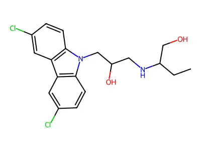 2-((3-(3,6-dichloro-9H-carbazol-9-yl)-2-hydroxypropyl)amino)butan-1-ol structure