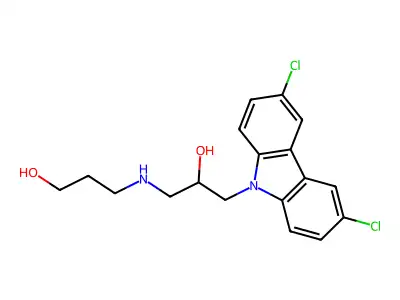 3-((3-(3,6-dichloro-9H-carbazol-9-yl)-2-hydroxypropyl)amino)propan-1-ol structure