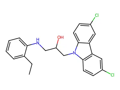 1-(3,6-dichloro-9H-carbazol-9-yl)-3-[(2-ethylphenyl)amino]propan-2-ol structure