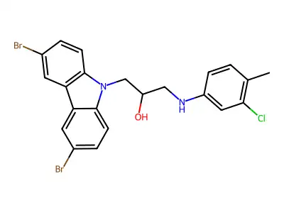 1-[(3-chloro-4-methylphenyl)amino]-3-(3,6-dibromo-9H-carbazol-9-yl)propan-2-ol structure