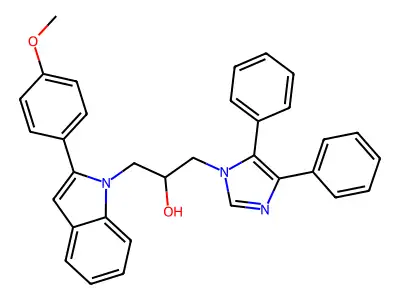 1-(4,5-diphenyl-1H-imidazol-1-yl)-3-(2-(4-methoxyphenyl)-1H-indol-1-yl)propan-2-ol structure
