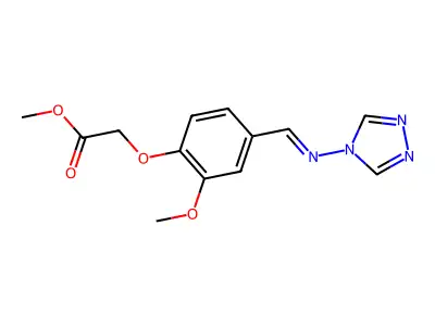 methyl {2-methoxy-4-[(E)-(4H-1,2,4-triazol-4-ylimino)methyl]phenoxy}acetate structure