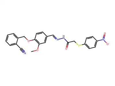 N'-[(E)-{4-[(2-cyanobenzyl)oxy]-3-methoxyphenyl}methylidene]-2-[(4-nitrophenyl)sulfanyl]acetohydrazide structure