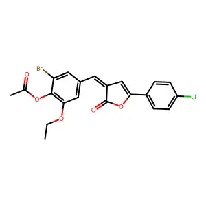 2-bromo-4-{(E)-[5-(4-chlorophenyl)-2-oxofuran-3(2H)-ylidene]methyl}-6-ethoxyphenyl acetate structure