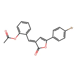 2-{(E)-[5-(4-bromophenyl)-2-oxofuran-3(2H)-ylidene]methyl}phenyl acetate structure